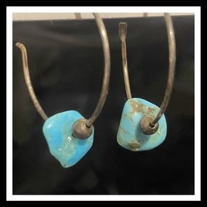 Delicate silver & turquoise stone earrings